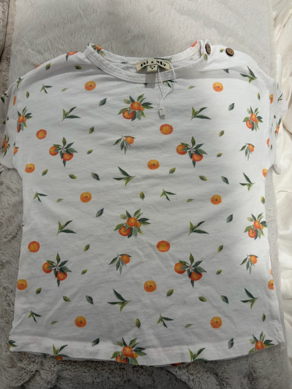 Kids White Short-Sleeve Tee with Orange Print